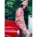 Red pattern, bucket hat