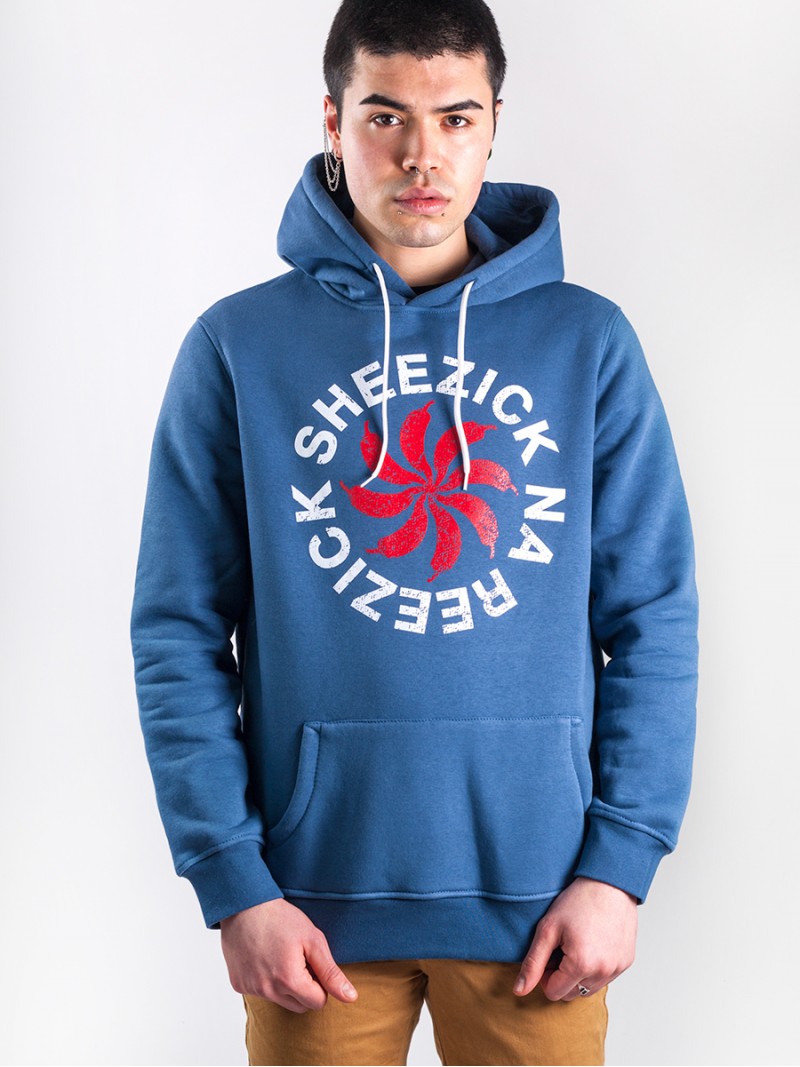 Pepper Sun, blue hoodie