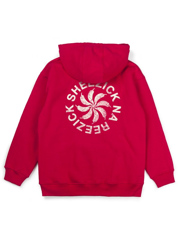 Pepper Sun, red zip hoodie