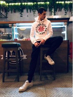 Pepper Sun, white hoodie