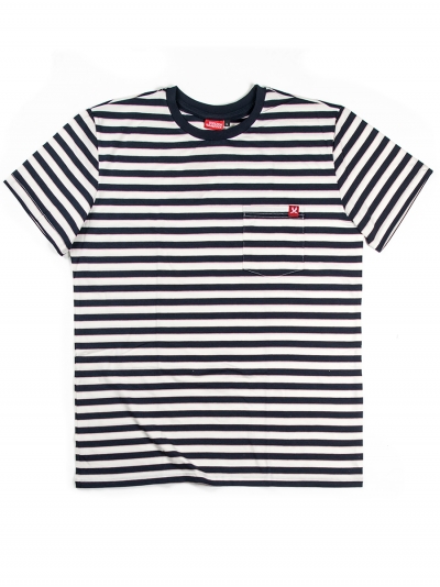 Navy/Pink Stripes, men's pocket t-shirt
