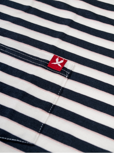 Navy/Pink Stripes, men's pocket t-shirt