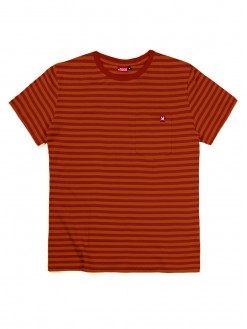 Brick/Red Stripes, women's pocket t-shirt