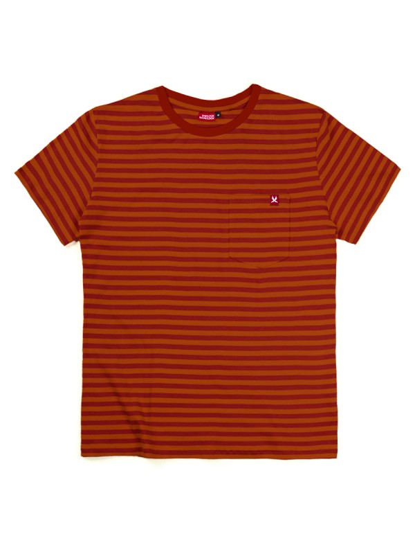 Brick/Red Stripes, women's pocket t-shirt
