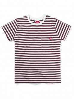 Brown/White Stripes, women's pocket t-shirt