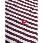 Brown/White Stripes, women's pocket t-shirt