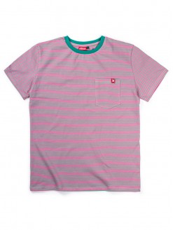 Green/Pink Stripes, pocket t-shirt