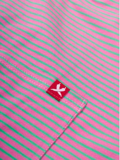 Green/Pink Stripes, pocket t-shirt