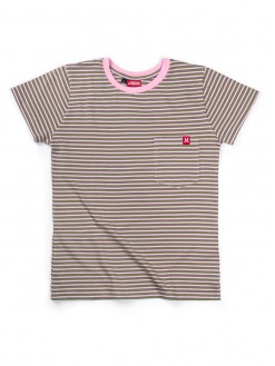 Grey/Pink Stripes, pocket t-shirt