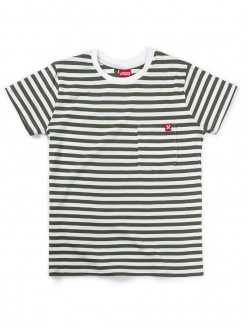 Olive/White Stripes, pocket t-shirt