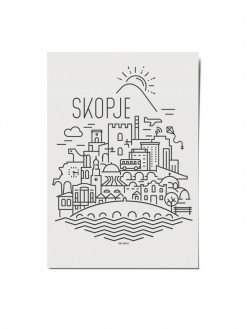 Skopje Panorama, postcard