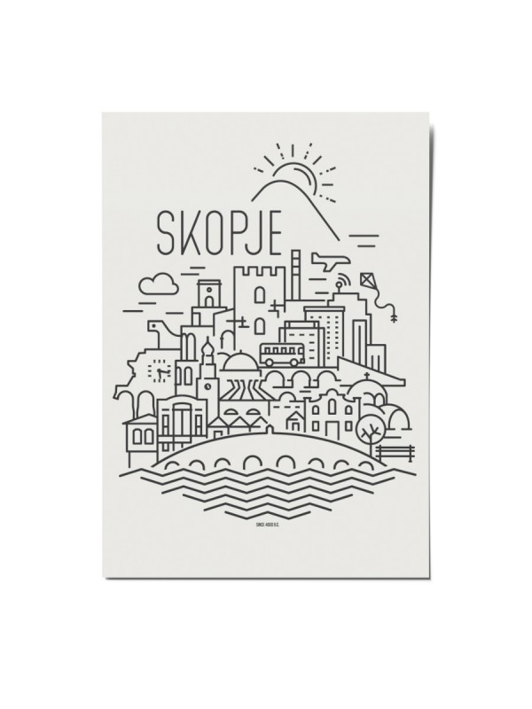 Skopje Panorama, postcard