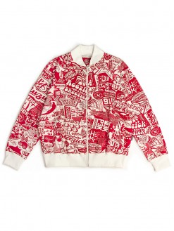 Red pattern, bomber track top