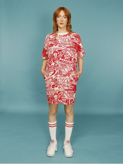 Red pattern, dress