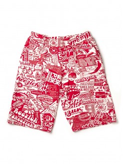 Red pattern, bermuda shorts