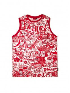 Red pattern, men's tank top