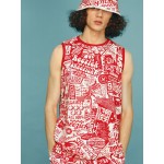 Red pattern, men's tank top