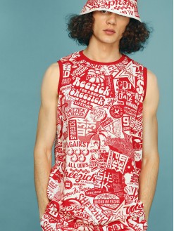 Red pattern, men's tank top