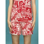 Red pattern, women's shorts