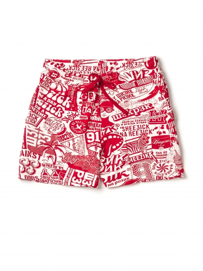 Red pattern, women's shorts
