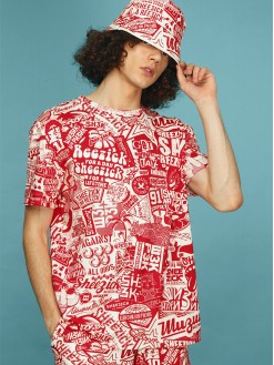 Red pattern, men's t-shirt