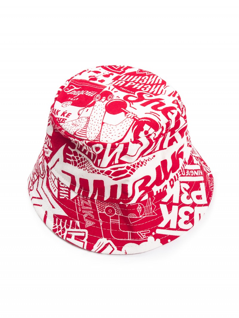 Red pattern, bucket hat