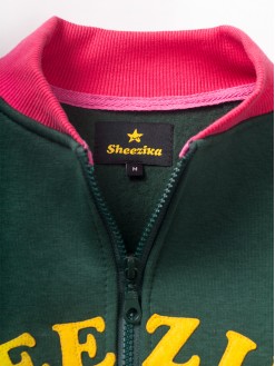 Sheezika, green bomber track top