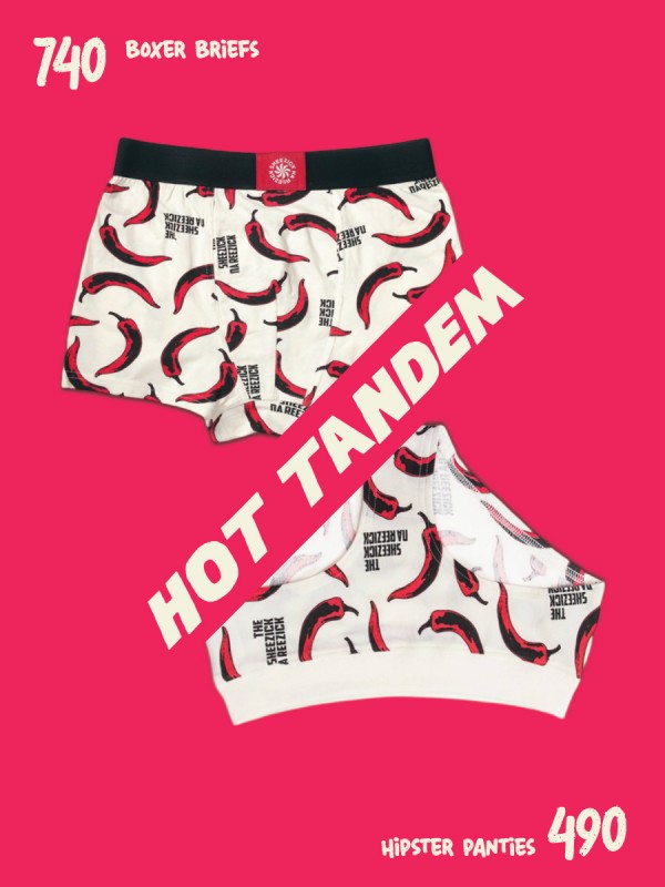 TANDEM HOT / men's boxers + women's hipster slips